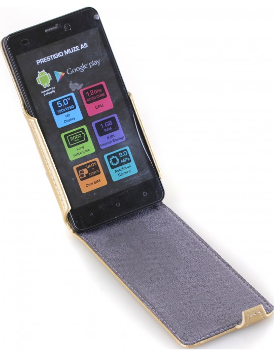 Чехол RedPoint Flip Case для Prestigio MultiPhone Muze A5 5502 Duo золотистый